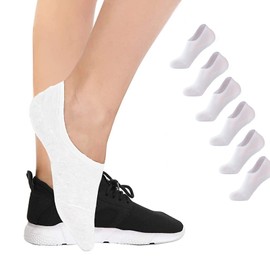 Calcetines Invisibles para Mujer, Calcetas Cortos Bajos de Algodón para Hombre y Mujer, Calcetines Deportivos Tobilleros para Loafer y Zapatillas con Antideslizantes - Blancos