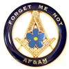 Forget Me Not AF&AM Round Blue Masonic Auto Emblem - 3" Diameter