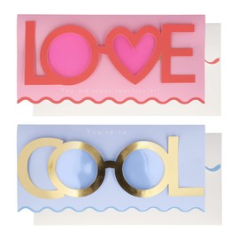 Meri Meri Kids Valentine Cards, Wearable Glasses (Pack of 24), Classroom Valentine's Day Greeting Cards, 12 Cool Print Glasses, 12 Love Print Glasses, For Ages 3+