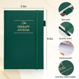 JUBTIC Therapy Journal - Self-Care and Mental Health Journal for Women with Monthly Reflection, Hardcover Life Planner and Healing Journal with Prompts for Daily Gratitude (A5 Size)-Pine Green