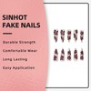 SINHOT Stiletto Press on Nails Long - Black Flower Fake