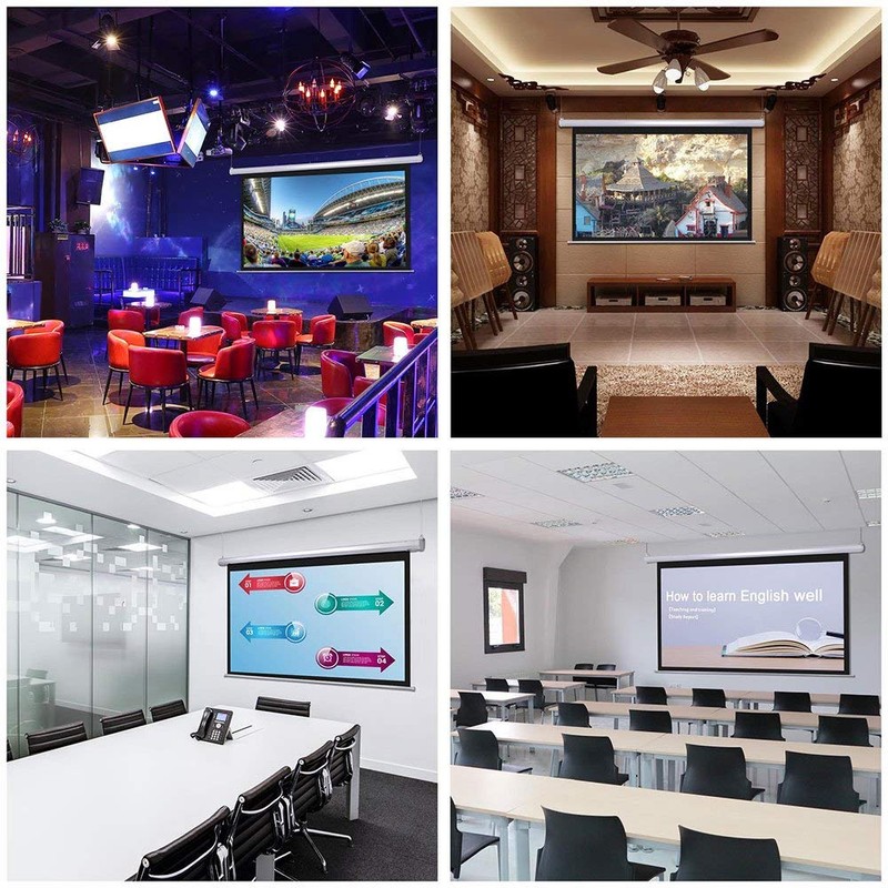 Kshioe Motorized Projector Screen with Remote Control, No Wrinkles, Without