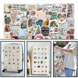 AIYVELU 100 Sheets Book Reading Vintage Stickers, Aesthetic Stickers, Waterproof Vinyl Stickers for Water Bottles, Laptops, Scrapbooks, Journals