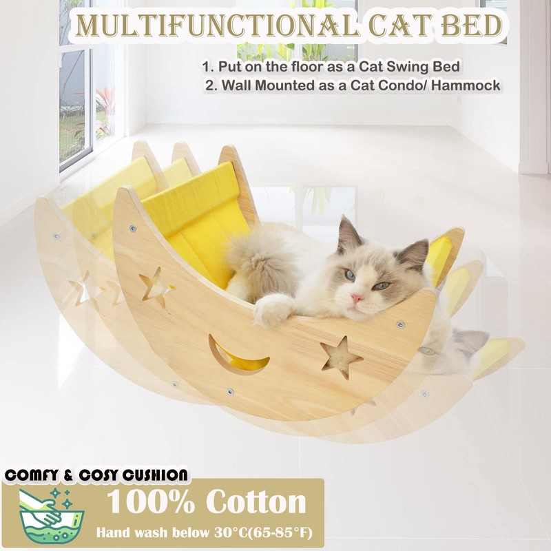 DITOSH Cat Hammock Moon Bed Wall Mounted Shelf Hammock Shelves