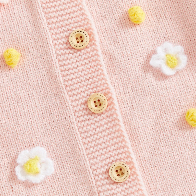 MAHUAOYIXI Toddler Baby Girl Sweater Cardigan Long Sleeve 3D Flower