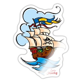 Spreadshirt Captain Sharky Ship and Adventure Sticker 10 x 10 cm Glossy White