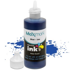 MaxMark Premium Refill Ink for self Inking Stamps and Stamp Pads, Blue Color - 1 oz.