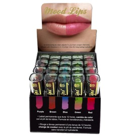 Mood Lips Lipstick 20 Piece Display Changing Long Lasting Magic Custom Lip Shade 12 hour long lasting non transfer with Vitamins A, C, & E, and Aloe Vera