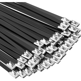 Newly Upgraded 304 Stainless Steel Multi-Purpose self-Locking Cable Ties, with100 Pieces Each 11.8 inches Long,Suitable for securing Mechanical Equipment,Fences,Garden Wire mesh Fences,and More