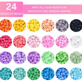 JMENGYI 8400pcs+ 3mm Glass Seed Beads for Jewelry Making 24 Colors Beads Bracelet Making Kit Small Beads Friendship Bracelet Beads Making Kit for Women Gift DIY