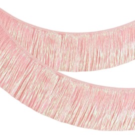 BEISHIDA Pink Iridescent Fringe Banner(pre-Strung), 21st Birthday Party Decorations, Bachelorette Wedding Baby Shower Party Supplies, Photo Booth Banner Backdrop