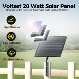 Voltset 20W 12V Solar Battery Charger & Maintainer with Built-in MPPT Charge Controller, Tubular Bracket, SAE Cables, Solar Trickle Charger 12 Volt Solar Panel for Gate Opener & Electrical Fence
