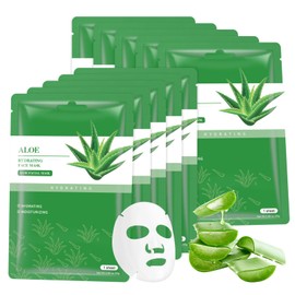 Aloe Vera Face Sheet Mask Skincare, Hydrating Sheet Masks for Face, Facial Mask for All Skin Types - Hydrates & Moisturizes Skin, Daily Facial Sheet Mask for Women, Pack of 10