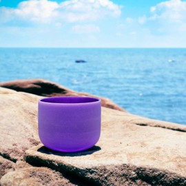 TOPFUND 440 Hz Violet B Note Crystal Singing Bowl Crown Chakra 8 Inch with Heavy Duty Carrying Case and Suede Mallet