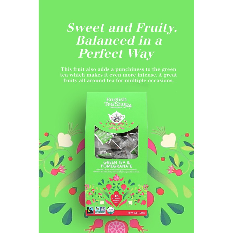 English Tea Shop Organic Green Tea & Pomegranate Tea (15