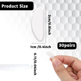 30 Pairs Clear Eyeglasses Nose Pads Anti-Slip Soft Glasses Nose Pad Replacement Silicone Adhesive Transparent Eyeglass Noses Pads for Full Plastic Frames (Clear 1.0mm)