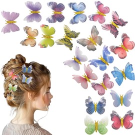 20pcs Butterfly Hair Clips for Women Girls Kids Ladies Girls Kids Hair Clips with 3D Effect Glitter Bridal Wedding Accessories