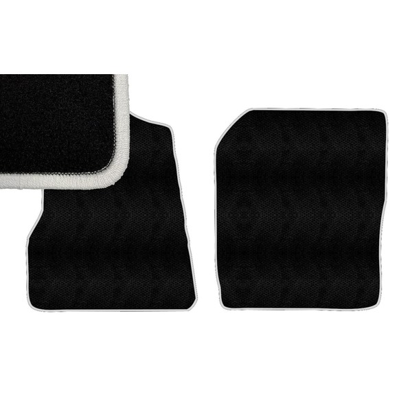 White Edge Custom Fit Front Carpet Floor Mats, Black, Compatible