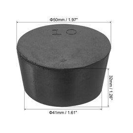 sourcing map Rubber Tapered Plug 41mm to 50mm Solid Test Tubes Bungs Stopper Black for Lab 6 Pieces