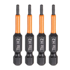 sourcing map 4pcs H2 Hex Head Drill Bit Wrench 2mm Metric Flat Tip 1/4" Hex Shank 50mm (2") Long Magnetic Black Phosphate Hexagonal Screw Driver Socket Industrial Screwdriver Power Bits
