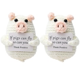 LILELIG Pack of 2 Positive Gifts Lucky Pigs, Interesting Knitted Tiny Pig Doll, Lucky Charm Cuddly Toy, Pocket Hug Pig, Lucky Charm Exam, Courage Exam Stress Gift