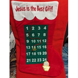 Jesus is the Best Gift ADVENT CALENDAR Shaped Like A Stocking LARGE 12" x 18"