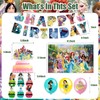 42pcs Princess Party Plates Supplies Pack Includes，Banner，Cake Topper，Blackdrop,Balloons for Princess