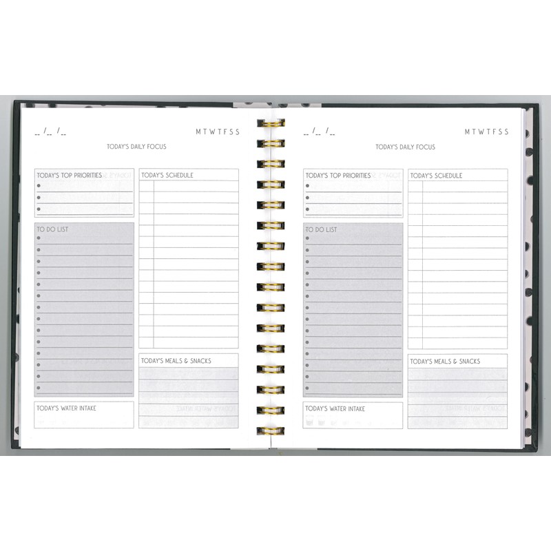 Black & Gold A5 Planner Wiro Bound 120 Pages Daily
