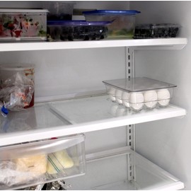 Dependable Industries inc. Essentials Stackable Plastic Covered Egg Tray Holder, BPA Free Storage Container and Organizer for Refrigerator, Carrier Bin with Lid, Clear, Holds 12 Eggs