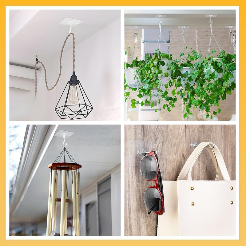 NINEFOX 4 Pack Adhesive Ceiling Hooks, Ceiling Hooks Heavy Duty