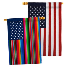 American Flags Mexican Serape Blanket Flag Embroidered American Flags Outside House Wall Decor Home Bandera Para Mexico USA Poster Independence Day Prade 4th Of July Decoration Gift Canvas US Tapestry