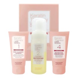  Kit de Keratina Alfaparf 3 en 1 | Shampoo + Mousse + Mascarilla | Alisado, Hidratación y Brillo