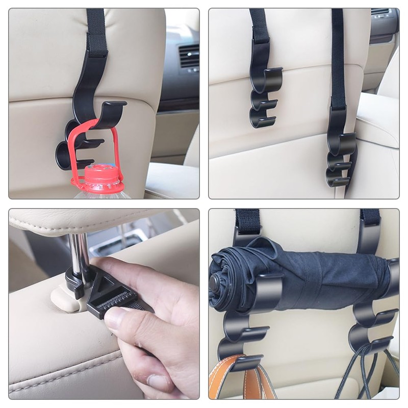 VORCOOL 2pcs Car Hooks, Seat Back Hooks, Trunk Umbrella Holder,