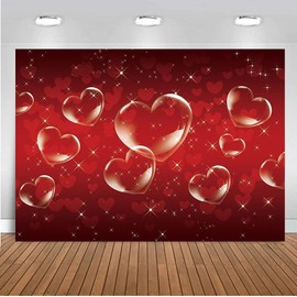 YQ Red Love Heart Glitter Bokeh Backdrops Early 2000s Photography Backdrop Red Birthday Party Decorations Banner Newborn Kids Adult Portrait 2000’s Photoshoot Photo Booth Background Props 7x5ft