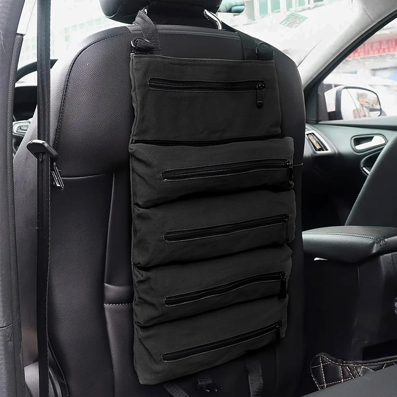 Adorila Multi-Purpose Tool Roll Bag, Black, Hanging Zipper Rolling Tool