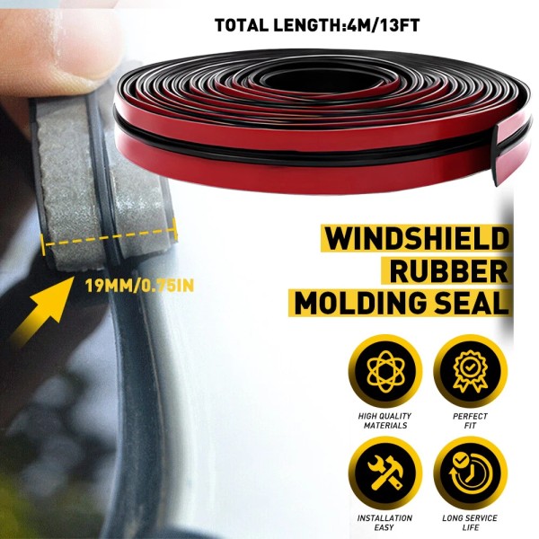 Unbranded Windshield Rubber 4M*19mm Molding Seal Universal Trim for Windscreen
