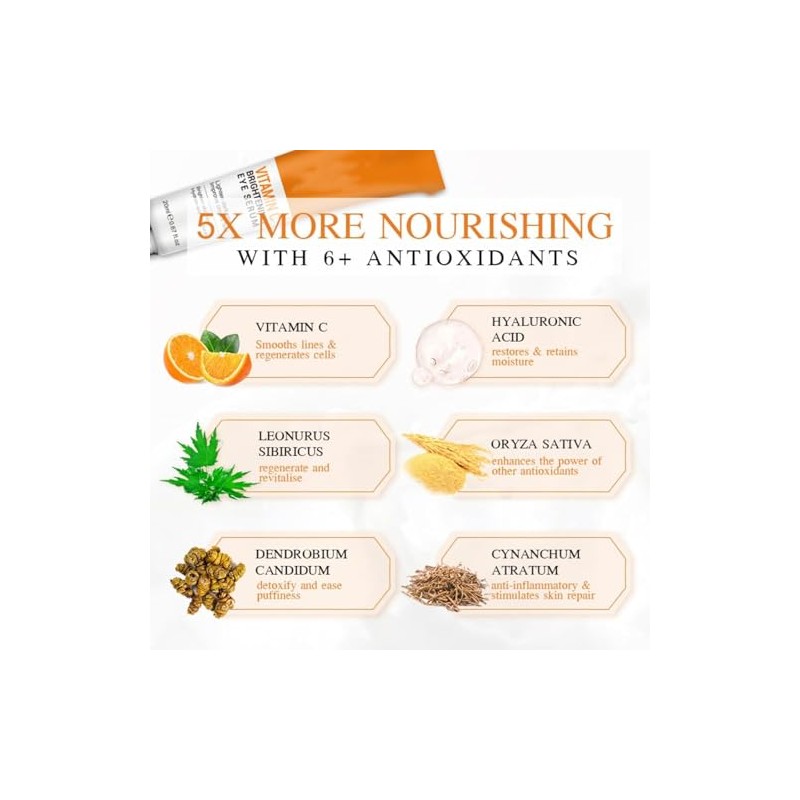 Crema Para Ojos con Vitamina C, Antiarrugas y Antienvejecimiento