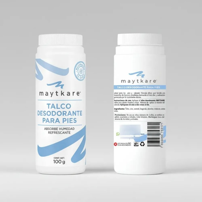 Talco Desodorante Pies Maytkare Hipoalergénico 100g Botella