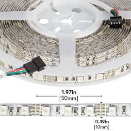 Super Bright LED RGB LED Strip Lights - 12V LED Tape Light w/ LC4 Connector - 16 ft - 5M (SBL)