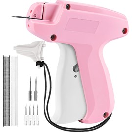 Stitch Gun for Clothes Agrlong Stitch Quick Clothing Fixer,Sewing Kit, MicroTagging Gun for Clothing Stitch Gun, Included 5 Needles,1000 Black Fasteners & 1000 White Fasteners(Pink+White)