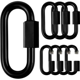 Stainless Steel Chain Quick Links- Locking Carabiners, Chain Hooks, Twist Key Ring Screw Chain Link,Black