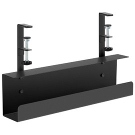 Zhiyo Steel 16.5in Cable Management Under Desk Tray, Large Clamp-On Under Table Cable Tray, No Drill Cord Organizer for Desk, Wire Management Tray, Black, W3in x H4.7in