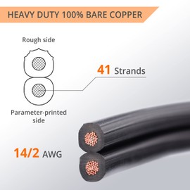 Wirefy 14/2 Low Voltage Landscape Lighting Copper Wire - 14-Gauge 2-Conductor 50 Feet | Low Voltage Wiring | Landscape Wire 14/2
