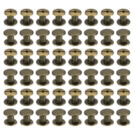 PATIKIL 50 Sets Chicago Screws, M5x6mm Chicago Screws Phillips Binding Post Screw Bolts Leather Rivets Fasteners Connectors Steel for Leather Belt Scrapbook Photo Albums, Brown
