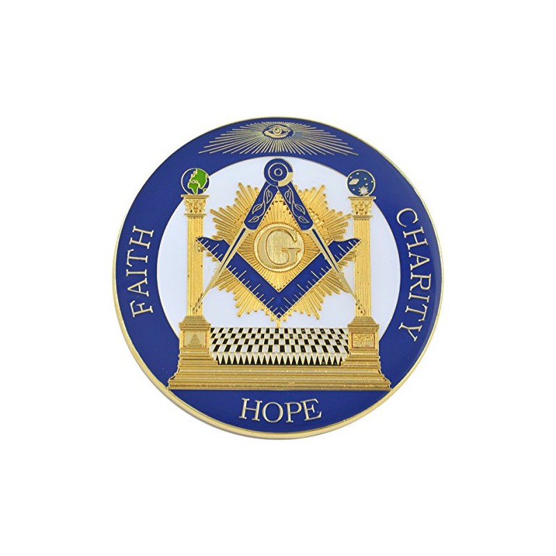 Square & Compass with Columns Faith Hope Charity Masonic Auto