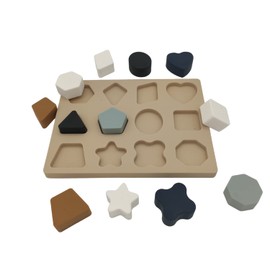 PAPU BABY Juguetes de Bloques de construcción de Figuras geométricas apilables de silicón para bebés y niños pequeños 12 Piezas. Estimulación temprana. Juguete Montesori (Azul)