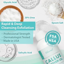 Ebanel Professional Callus Remover for Feet with 20% Urea, Epsom Salt, Salicylic Acid, Glycolic Acid, Heel Toe Foot Callus Remover Gel Peel Exfoliator Dead Skin Removal for Feet, Cracked Heel Repair