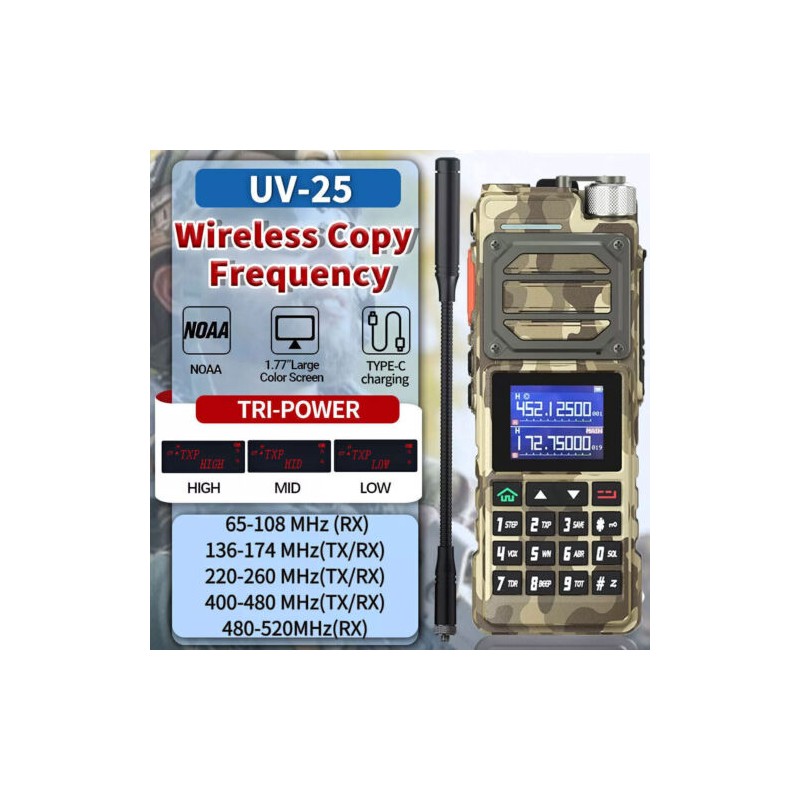 Baofeng US Baofeng UV-25 Tri Band NOAA Type-C Charging Ham