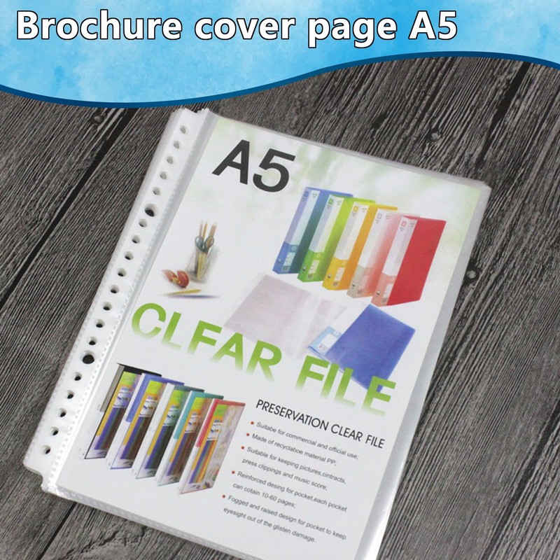 100 Pcs A5 Punched Pockets A5 Plastic Sleeves 160 Micron