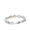 Eternity White Simulated Opal Stackable Ring New .925 Sterling Silver